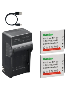 Kastar 2-Pack Battery and AC & USB-C Charger, Compatible with NP-60 Camera, for Casio Exilim EX-Z80 EX-Z85 EX-Z90 EX-Z29 EX-Z19 EX-Z9 EX-S10 EX-S12 EX-FS10 and EX-Z Series Models