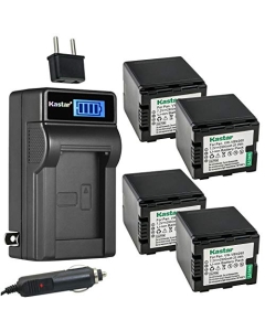 Kastar 4-Pack VW-VBN260 Battery and LCD AC Charger Compatible with Panasonic HDC-TM900, HDC-TM900GK, HDC-TM900GK-3D, HDC-TM900K, HDC-TM900P, HDC-TM900PC, HC-X800, HC-X800GK, HC-X900GK, HDC-SD800GK-3D