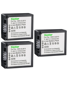 Kastar Battery (3-Pack) Replacement for Panasonic DMW-BLB13, DMW-BLB13E, DMW-BLB13GK and Panasonic DE-A49, DE-A49C Work with Panasonic Lumix DMC-G1, DMC-G2, DMC-G10, DMC-GF1, DMC-GH1 Cameras