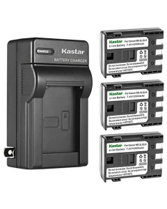 Kastar 3-Pack Battery and AC Wall Charger Replacement for Canon FVM200, iVIS DC301, iVIS DC310, iVIS DC320, iVIS DC330, iVIS DC410, iVIS DC420, iVIS HG10, iVIS HV20, iVIS HV30, IXY DV3, IXY DVM3