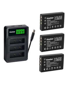 Kastar 3-Pack Battery with LZD3 USB Triple Charger Compatible with NP-120 PX1657 BP-1500S Compatible Devices, Camileo H30 X100 ORDRO HDV Series Night Vision Cameras