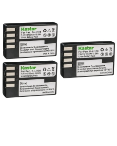 Kastar DLi109 Battery 3-Pack Replacement for Pentax D-Li109 Battery, Pentax D-BC109 Charger, Pentax K-R KR, K-30 K30, K-50 K50, K-70 K70, K-500 K500, K-S1 KS1, K-S2 KS2, KP, KF DSLR Camera