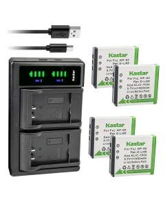 Kastar 4-Pack D-Li68 Battery and LTD2 USB Charger Replacement for Pentax D-LI68 D-LI122 Optio A36 Optio A40 Optio S10 Optio S12 Optio VS20 Optio Q Optio Q7 Optio Q10 Optio Q-S1 Optio V10, WG-M2