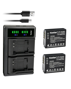 Kastar 2-Pack CGA-S007 Battery and LTD2 USB Charger Compatible with Panasonic CGA-S007 CGA-S007A CGA-S007A/1B CGA-S007E, CGR-S007, DMW-BCD10 Battery, Panasonic DE-A26, DE-A45, DE-A45BC, DE-A46 Charger