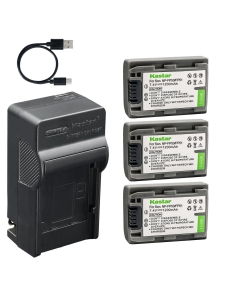 Kastar 3-Pack Battery and AC & USB-C Charger, Compatible with Sony NP-FP30 FP50 FP51 FP60 FP70 FP71 FP90 FP91, for DCR-DVD HC SR Series and HDR-HC3 Camcorders