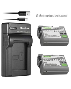 Kastar 2 Pack Battery and Slim USB Charger Compatible with Nikon EN-EL15 Nikon EN-EL15a EN-EL15e Battery, Nikon MH-25 MH-25a Charger, Nikon D7100 Nikon D7200 Nikon D7500 Nikon Z6 Nikon Z7 Nikon Z7Q3