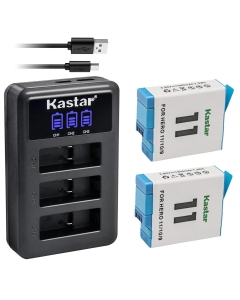 Kastar 2 Pack Battery and LCD Triple USB Charger Compatible with GoPro ADDBD-211 ADBAT-001 ADDBD-001 Battery, GoPro HERO11 HERO 11 Black Action, HERO10 Black Edition, HERO9 Black Edition Action Camera