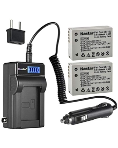 Kastar 2-Pack NB-10L Battery and LCD AC Charger Compatible with Canon NB-10L NB10L, NB-10LH NB10LH Battery, Canon CB-2LC Charger, Canon PowerShot G1 G3 G15 G16 SX40 SX50 SX60 Digital Cameras