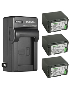Kastar 3-Pack Battery and AC Wall Charger Replacement for Panasonic PV-BP8, PV-D401, PV-VM202, DZ-MX5000, VDR-M10, VDR-M20, AJ-PCS060G(Portable Hard Disk), AG-3DA1, AG-3DA1E, AG-3DA1P, AG-AC90