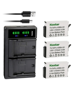 Kastar 3-Pack Battery and LTD2 USB Charger Compatible with GoPro Camera ASBBA-001 Fusion Battery, GoPro ASBBA-001 Battery, Gopro Fusion 360-Degree Action Camera, Gopro Fusion VR 360 Camera