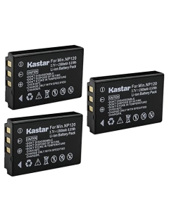 Kastar 3-Pack Rechargeable Battery Replacement for Minolta NP-120 NP120 Battery, Minolta MN35Z 20MP 35X Bridge Digital Camera