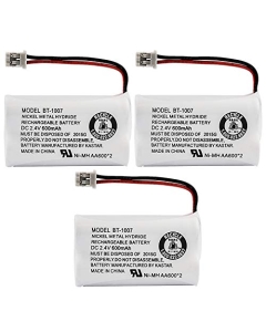 New! Genuine Uniden BBTY0651101 BT-1007 NiMH 600mAh DC 2.4V Rechargeable Cordless Telephone Battery (3-Pack)