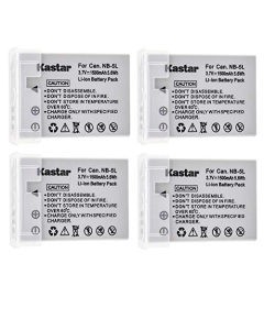 Kastar NB-5L Battery (4-Pack) for Canon NB-5L, CB-2LXE work with Canon PowerShot S100, PowerShot S110, PowerShot SD700 IS, PowerShot SD790 IS, PowerShot SD800 IS, PowerShot SD850 IS, PowerShot SD870 IS, PowerShot SD880 IS, PowerShot SD890 IS, PowerShot SD