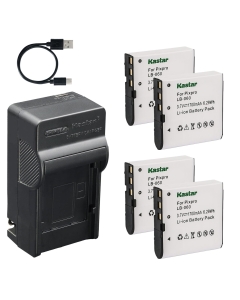 Kastar 4-Pack Battery and AC & USB-C Charger, Compatible with LB-060 GB-60 Camera, for Kodak PixPro AZ251 AZ361 AZ421 AZ422 AZ425 AZ501 AZ521 AZ522 AZ525 AZ526 Minolta MN53Z HP V5060 V556 GE X600