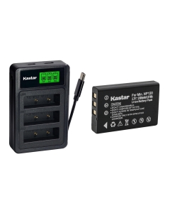 Kastar 1-Pack Battery with LZD3 USB Triple Charger Compatible with NP-120 PX1657 BP-1500S Compatible Devices, Camileo H30 X100 ORDRO HDV Series Night Vision Cameras