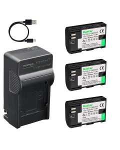 Kastar 3-Pack Battery & AC USB-C Charger Replacement for LP-E6 LP-E6N LP-E6NH, Compatible with EOS R5 R6 R7 R6 II 5D IV 6D II 7D II 90D 80D 70D Cameras, BMPCC 4K