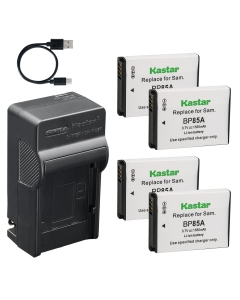 Kastar 4-Pack Battery and AC & USB-C Charger, Compatible with Samsung BP-85A EA-BP85A, Compatible with PL210 SH100 ST200 ST200F WB210 Digital Cameras
