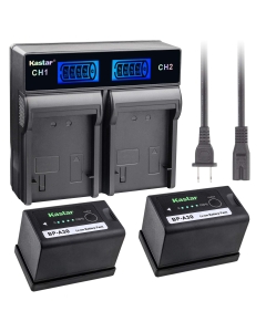 Kastar 2x Fully Decoded Battery BP-A30 + LCD Rapid Charger for Canon BP-A30 BP-A60 BP-A90 Battery, CG-A10 A20 Charger, Canon EOS C200, EOS C200B, EOS C220B, Canon XF705, EOS C300 Mark II EOS C500 C700