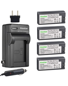 Kastar Battery 4 Pack + Charger Replacement for NP-FC11 NP-FC10 Cyber-Shot DSC-P12 DSC-P10 DSC-P8 DSC-V1 DSC-P7 DSC-P5 DSC-P9 DSC-P3 DSC-F77 DSC-P10S DSC-FX77 DSC-P2 DSC-P10L DSC-P8L DSC-F77A DSC-P8S