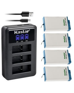 Kastar 4 Pack Battery and LCD Triple USB Charger Compatible with GoPro Max SPCC1B, ACDBD-001 ACBAT-001 ACCBAT-001, CHDHZ-201 CHDHZ201 Battery, GoPro MAX 360 Waterproof Degree 5.6K Action Camera