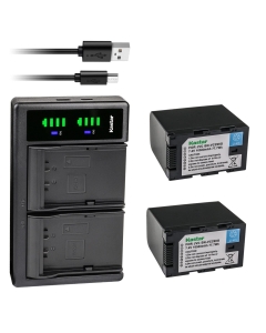 Kastar 2-Pack Battery and LTD2 USB Charger Compatible with JVC BN-VC264G BN-VC296G Battery, GY-HC500 Series, JVC GY-HC500SPC Connected Cam 4K Handheld Camcorder, JVC GY-HC 550 GY-HC 550E Camcorder