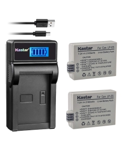 Kastar Battery (X2) & LCD Slim USB Charger for LP-E5 LPE5 and EOS Rebel XS, Rebel T1i, Rebel XSi, 1000D, 500D, 450D, Kiss X3, Kiss X2, Kiss F Digital Camera, BG-E5 Grip