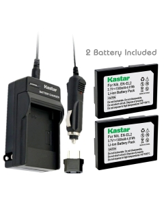 Kastar Battery (2-Pack) and Charger Kit for Nik EN-EL2 Work with Nik Coolpix 2500, Nik Coolpix 3500, Nik Coolpix SQ500 Digital Cameras
