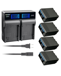 Kastar 4 Pack Battery NP-F990 PRO and LCD Dual Rapid Charger for Sony DCR-TR7 DCR-TR7000 DCR-TR7100 DCR-TR8000 DCR-TR8100 DCR-TRU47 DCR-TRV103 DCR-TRV110 DCR-TRV120 DCR-TRV125 DCR-TRV130 Camcorder