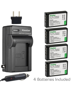 Kastar Battery (4-Pack) and Charger Kit for Olympus BLS-1, PS-BLS1 Work for Olympus E-400 E-410 E-420 E-450 E-600 E-620 E-P1 E-P2 E-P3 E-PL1 E-PL3 E-PM1 Cameras