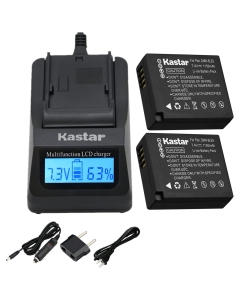 Kastar Ultra Fast Charger(3X faster) Kit and Battery (2-Pack) Replacement for Panasonic DMW-BLE9, DMW-BLE9E, DMW-BLE9PP, DMW-BLG10, Panasonic Lumix DMC-GF3, DMC-GF5, DMC-GF6, DMC-GX7, DMC-LX100 Camera