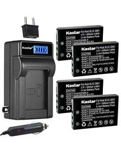 Kastar 4-Pack DB-L50 Battery and LCD AC Charger Compatible with Sanyo DB-L50, Xacti DMX-HD1000, Xacti DMX-HD1010, Xacti DMX-HD2000, Xacti DMX-FH11, Xacti DMX-TH1, Xacti DMX-WH1, NV-SB570DT, NV-SB360DT