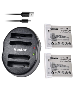 Kastar Battery (X2) & Dual USB Charger for Canon NB-4L, NB4L, CB-2LV and Canon PowerShot SD30 SD40 SD200 SD300 SD400 SD430 SD450 SD600 SD630 SD750 SD1000 SD1100, SD960 is, SD780 is +More
