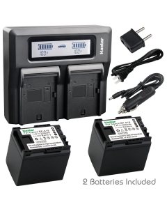 Kastar Fast Dual LCD Charger + 2x Battery for Canon BP-819, BP819, CG-800, Canon HF S11, HF S20, HF S21, HF S30, HF S100, HF S200, HF10, HF11, HF20, HF21, HF100, HF200, HG20, HG21, HG30, XA10, XA10 HD