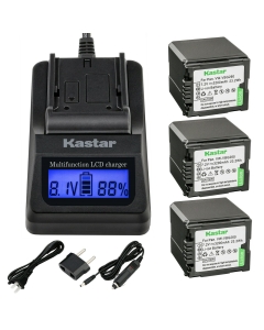 Kastar Fast Charger + VW-VBG260 Battery 3-Pack for AG-AC7 AG-AF100 AG-HMC40 AG-HMC80 AG-HMC150 HDC-HS250 HDC-HS300 HDC-HS700 HDC-SD600 HDC-SD700 HDC-SDT750 HDC-TM300 HDC-TM700 SDR-H80 Camera
