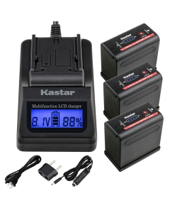 Kastar 3 Battery and LCD Fast Charger Compatible with Canon DM-MV10 DM-MV20 E1 E2 E30 E65AS EOS G1000 G1500 G2000 GL-1 GL-2 MV10i MV20i MV100i MV200i Optura Pi Ultura Vistura UC-V10 UC-V10Hi UC-V20