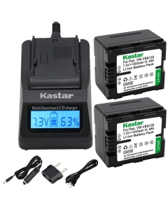 Kastar Ultra Fast Charger and Battery (2-Pack) Replacement for Panasonic VW-VBN130 and Panasonic HC-X800 HC-X900 HC-X900M HC-X910 HC-X920 HC-X920M HDC-HS900 HDC-SD800 HDC-SD900 HDC-TM900 Cameras