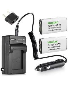 Kastar CRV3 Battery 2-Pack and Charger for Kodak CR-V3 EasyShare C310 C530 C875, Olympus LB-01 LB01 C3000 C3040 40Z C-2100UZ C-211 C-211Z C-3000 C-3030 C-3030Z C-3040Z C-4000 C-5050 C-5050Z C-700 D510