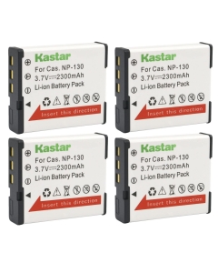 Kastar 4-Pack Battery CNP-130 Replacement for Casio Exilim EX-ZR700BK EX-ZR700BN EX-ZR700PKc EX-ZR700WE, Exilim EX-ZR710, Exilim EX-ZR750, Exilim EX-ZR800, EX-ZR850, TRYX Black, TRYX White Camera