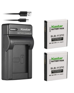 Kastar Battery (X2) & Slim USB Charger for Samsung SLB-1137C SLB1137C 1137C Battery and Samsung i7, Samsung Digimax i7 Cameras