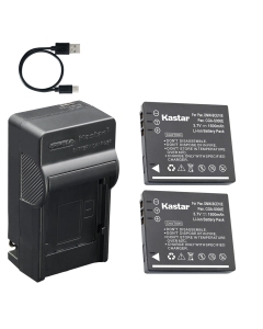 Kastar 2-Pack Battery and AC & USB-C Charger, Compatible with Panasonic CGA-S008 DMW-BCE10, Leica BP-DC6, Ricoh DB-70 Cameras