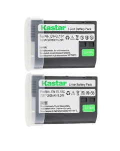 Kastar 2-Pack Battery Replacement for Nikon EN-EL15c ENEL15C EN-EL15b EN-EL15a EN-EL15 Battery, Nikon MH-25 Charger, Nikon Zf Mirrorless, Nikon Z 5 Z6 II Z7 II, Z5 Z6II Z7II, Z 8 Z8 Mirrorless Camera