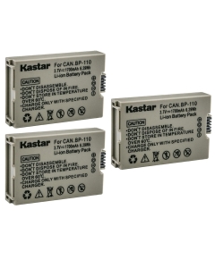 Kastar 3-Pack BP-110 Battery 3.7V 1700mAh Replacement for Canon VIXIA HF R27 HFR27, VIXIA HF R26 HFR26, VIXIA HF R206 HFR206, VIXIA HF R205 HFR205 Cameras