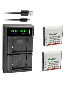 Kastar 2-Pack NP-40 Battery and LTD2 USB Charger Replacement for Minolta MN4K100Z 4K Ultra HD, Minolta MN4K30NV 4K Ultra HD / 30 MP, Minolta MN100HDZ 1080P HD Camcorder w/10x Optical Zoom Camcorder