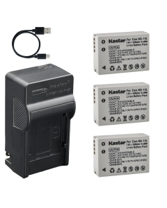 Kastar 3-Pack Battery and AC & USB-C Charger, Compatible with Canon NB-10L NB-10LH Batteries for PowerShot G1 X G3 X G15 G16 SX40 HS SX50 HS SX60 HS Cameras