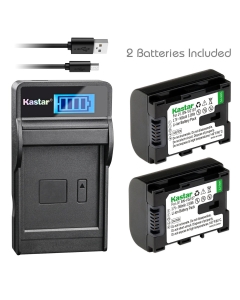Kastar 2X Battery + Slim LCD Charger for JVC BN-VG107 & Everio GZ-E GZ-EX GZ-HD GZ-HM3 Series and GZ-MG750 GZ-MS110BUS GZ-MS150 GZ-MS150HEU GZ-MS215 GZ-MS230 GZ-MS230US GZ-MS250BU GZ-G3 GZ-GX1 GZ-GX8