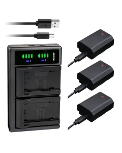 Kastar 3-Pack Battery and LTD2 USB Charger Compatible with Sony Alpha 7R V Mirrorless Camera, FX3, FX30 Digital Cinema Camera, FX30 Super 35 Camera, Alpha 9 α9, Alpha A9 / ILCE-9, Alpha A 9 Camera