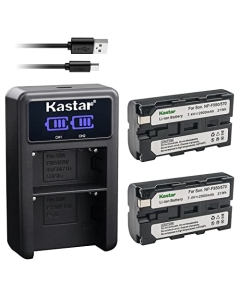 Kastar 2-Pack NP-F570 Battery and LED2 USB Charger Compatible with Teradek Wave Smart Streaming, Vaxis Storm 072 Field Monitor, GyroVu Lightweight, Delvcam 7", Avtec 7", X5 On-Camera Monitor
