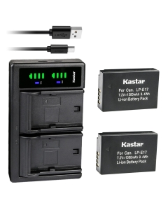 Kastar 2-Pack Battery and LTD2 USB Charger Replacement for Canon LP-E17 LPE17, 9967B02 Battery, BG-E18 IR Battery Grip, Canon EOS R8, EOS R50, EOS R100 Mirrorless, EOS 200D, EOS750D, EOS850D Camera