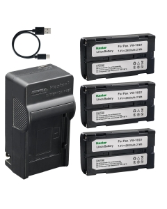 Kastar 3-Pack Battery and AC & USB-C Charger, Compatible with BDC46 BDC58 BDC70 BT-70 BLI-162 ERC610 Replacement Batteries for Topcon HiPer II V, Sokkia Total Station, Hitachi JVC Panasonic Camcorder
