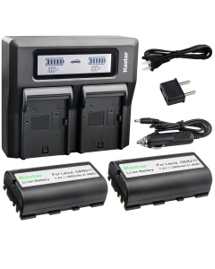 Kastar 2 Pack Battery and LCD Dual Fast Charger for Leica GEB211 GKL311 Leica ATX900 ATX1200 ATX1230 CS10 CS15 GS20 GNSS Receiver GPS900 GPS1200 GRX1200 GX1200 VIA Piper 100 Piper 200 RX1200 RX900